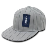 Wholesale Bulk Fitted Pin Stripe Flat Bill Snapback Hats - Decky RP3 - Grey