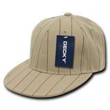 Wholesale Bulk Fitted Pin Stripe Flat Bill Snapback Hats - Decky RP3 - Khaki