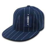 Wholesale Bulk Fitted Pin Stripe Flat Bill Snapback Hats - Decky RP3 - Navy