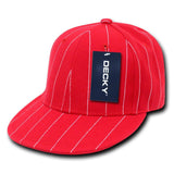 Wholesale Bulk Fitted Pin Stripe Flat Bill Snapback Hats - Decky RP3 - Red