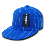 Wholesale Bulk Fitted Pin Stripe Flat Bill Snapback Hats - Decky RP3 - Royal
