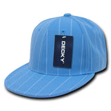 Wholesale Bulk Fitted Pin Stripe Flat Bill Snapback Hats - Decky RP3 - Sky Blue
