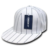 Wholesale Bulk Fitted Pin Stripe Flat Bill Snapback Hats - Decky RP3 - White