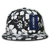 Wholesale Bulk Floral Flat Bill Snapback Hats - Decky 1065 - Black