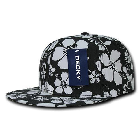 Floral Flat Bill Snapback Hats - Decky 1065