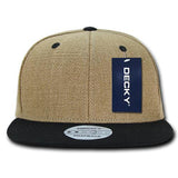 Wholesale Bulk Heavy Jute Flat Bill Snapback Hats - Decky 1099 - Black