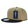 Wholesale Bulk Heavy Jute Flat Bill Snapback Hats - Decky 1099 - Black