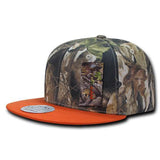 Wholesale Bulk Hybricam Camo Snapback Flat Bill Hat - 1126 - Camo/Orange