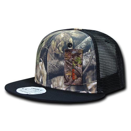 Wholesale Bulk Hybricam Camo Trucker Snapback Flat Bill Hat - 1127 - Camo/Black