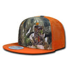 Wholesale Bulk Hybricam Camo Trucker Snapback Flat Bill Hat - 1127 - Camo/Orange