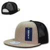 Wholesale Bulk Jute Trucker Snapback Flat Bill Hats - Decky 1138 - Natural/Black