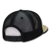 Wholesale Bulk Jute Trucker Snapback Flat Bill Hats - Decky 1138 - Natural/Black