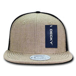 Decky 1138 - Jute Trucker Snapback Hat, 6 Panel Flat Bill Cap - CASE Pricing
