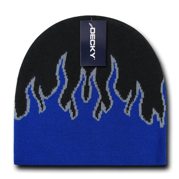 Wholesale Bulk Kids' Youth Knit Beanies Fire Flame - Decky 9055 - Black/Blue/Grey