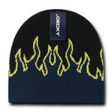 Wholesale Bulk Kids' Youth Knit Beanies Fire Flame - Decky 9055 - Black/Navy/Yellow