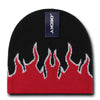 Wholesale Bulk Kids' Youth Knit Beanies Fire Flame - Decky 9055 - Black/Red/White