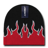 Wholesale Bulk Kids' Youth Knit Beanies Fire Flame - Decky 9055 - Black/Red/White