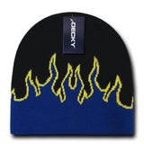 Wholesale Bulk Kids' Youth Knit Beanies Fire Flame - Decky 9055 - Black/Royal/Yellow