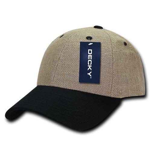 Wholesale Bulk Light Jute Baseball Caps Structured - Decky 232 - Black