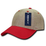Wholesale Bulk Light Jute Baseball Caps Structured - Decky 232 - Red