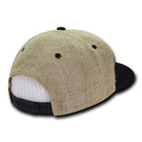 Wholesale Light Weight Jute Snapback Flat Bill Hats - Decky 2000 - Black