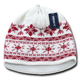 Wholesale Bulk Nordic Knit Beanies - Decky 631 - White/Red