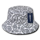 Wholesale Bulk Paisley Bucket Hats - Decky 459 - White