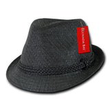 Wholesale Bulk Paper Straw Fedora Hat - 557 - Black