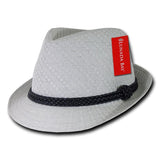 Wholesale Bulk Paper Straw Fedora Hat - 557 - Light Grey