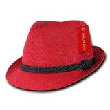 Wholesale Bulk Paper Straw Fedora Hat - 557 - Red
