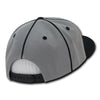 Wholesale Bulk Piped Crown Flat Bill Snapback Cap -Decky 1078 - Black