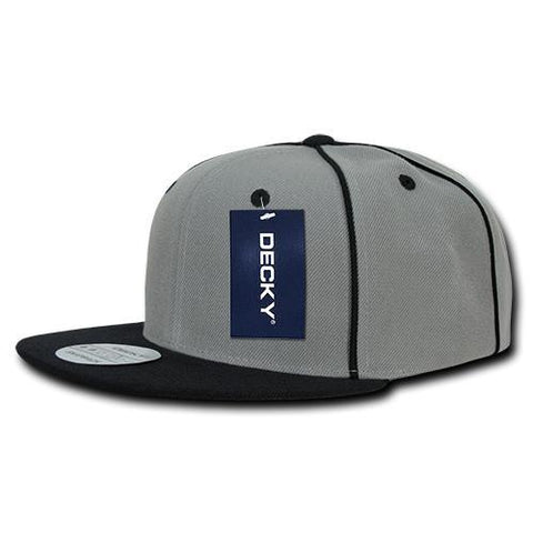 Decky 1078 - Piped Crown Snapback Hat, 6 Panel Piped Snapback - CASE Pricing