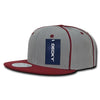 Wholesale Bulk Piped Crown Flat Bill Snapback Cap -Decky 1078 - Cardinal