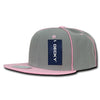 Wholesale Bulk Piped Crown Flat Bill Snapback Cap -Decky 1078 - Pink
