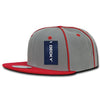 Wholesale Bulk Piped Crown Flat Bill Snapback Cap -Decky 1078 - Red
