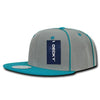 Wholesale Bulk Piped Crown Flat Bill Snapback Cap -Decky 1078 - Teal