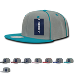 Decky 1078 - Piped Crown Snapback Hat, 6 Panel Piped Snapback