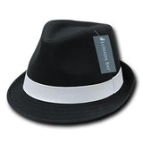 Wholesale Bulk Poly Woven Fedora Hats - 553 - Black/White
