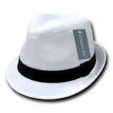 Wholesale Bulk Poly Woven Fedora Hats - 553 - White/Black
