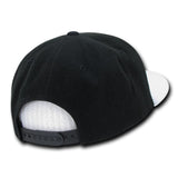 Wholesale Bulk Polyester Brim Snapback Flat Bill Hats - Decky 1046 - Black/White