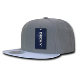 Wholesale Bulk Polyester Brim Snapback Flat Bill Hats - Decky 1046 - Grey/White