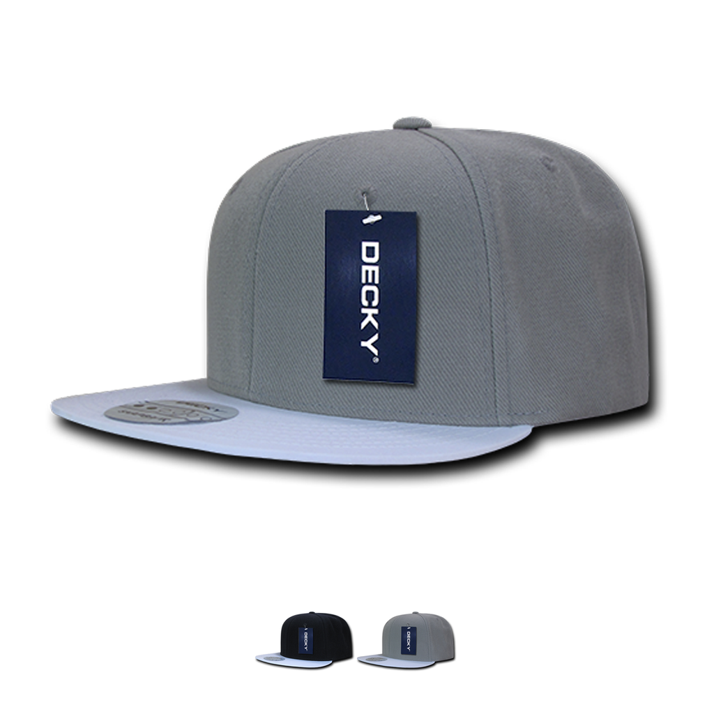 Decky 1046 Polyester Brim Snapback Hat 6 Panel Flat Bill Cap