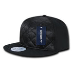 Decky 357 - Quilted Snapback Hat, 6 Panel Flat Bill Cap - Picture 1 of 4
