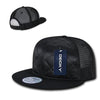 Wholesale Bulk Quilted Trucker Snapback Flat Bill Hat - Decky 1141 - Black