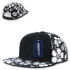 Wholesale Bulk Solid Front Floral Flat Bill Snapback Hats - Decky 1067