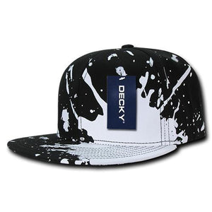 Decky 1125 Splat Snapback Hat, Paint Splatter Flat Bill Cap - 