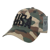 Wholesale Bulk USA America Ripstop Relaxed Hats - S731 - Woodland Camo