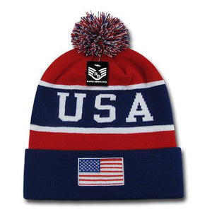 USA America Flag Knit Beanies - R93 - 