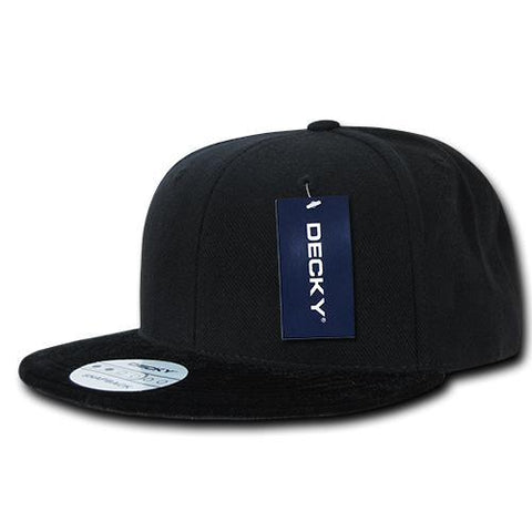Decky 1100 Velvet Visor Snapback Hat, 6 Panel Velvet Flat Bill Cap