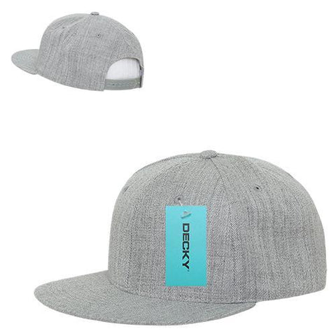 Decky 362 - Solid Color Snapback Hat, 6 Panel Flat Bill Cap